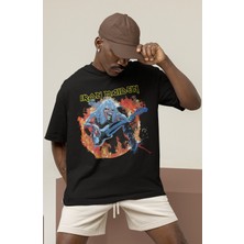 Sevbano Tasarım Iron Maiden Rock Metal Müzik Grubu Baskılı Unisex Oversize Tişört