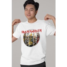 Sevbano Tasarım Iron Maiden Rock Metal Müzik Grubu Baskılı Unisex Oversize Tişört