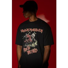 Sevbano Tasarım Iron Maiden Run To The Hills Rock Metal Müzik Grubu Baskılı Unisex Oversize Tişört