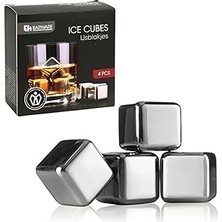 Starseven Perlotus 4’lü Paslanmaz Çelik Viski Taşı Sulandırmadan Soğutma Buz Küpleri