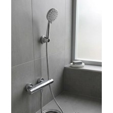 İntora Krem Duş Başlığı Seti 4 Kademeli El Duşu Spiral Hortumlu Banyo Seti