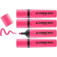 Starseven Edding 344 Fosforlu Kalem, Pembe, 4'lü Set, 2-5 mm Kesik Ucu