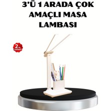 İntora Kalemlik Telefon Standlı Masa Lambası – Kısılabilir LED Işık, Göz Dostu Tasarım