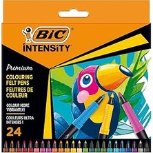 Starseven Bic Intensity Birinci Sınıf Keçeli Kalem, Yetişkinler Çocuklar Için, 24 Renkte, Konforlu Kauçuk