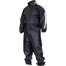 Starseven Motorcu Yağmurluk TAKIMI,%100 Su Geçirmez Pvc, Cepli, Reflektörlü, Fermuarlı, Siyah