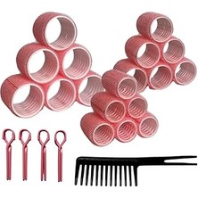 Starseven Croc 1237 Pembe - 37 Parça Saç Bigudisi Seti - Tüm Saç Tipleri Için Saç Kıvırıcıları, 3 Boy, Klips,