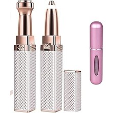 Starseven 2 Başlıklı Şarjlı Işıklı Kaş Bıyık Tüy Alma Kadın Epilasyon Aleti Mini Parfüm Şişesi