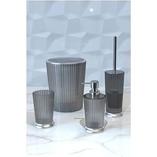 Starseven MSAS0825MGNELY 4lü Banyo Seti, Şeffaf Mat Gümüş Kaplama