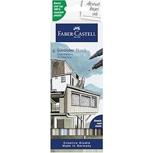 Starseven Faber-Castell Gofa Sketch Mimari Markör Seti, 6’lı, Çift Uçlu, 0.6 mm Fineliner Uç, Kalıcı Mürekkep