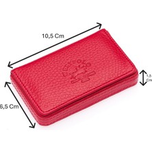 Westpolo Hakiki Deri Unisex Tek Bölmeli Kartlık - Kırmızı