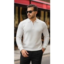 Emh Store Erkek Selanik Örme Yakalı Uzun Kollu Triko