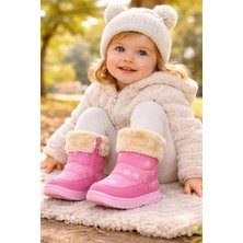 Almira Anne Bebek Yıldız Desenli Kız Çocuk Bot Içi Yünlü Su Geçirmez Fermuarlı