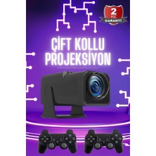 Derin Stok Çift Kollu Projeksiyon Taşınabilir Game Projektör Full Hd 1080P 4K Projeksiyon Gamepad