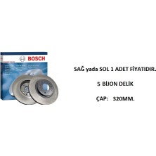 Bosch Arka Fren Diski Volvo S60 3 S90 2 V90 2 V60 2 XC60 2 XC90 2 17 Jant 320MM. 31400778 0986479E87 1 Adet