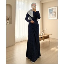 Modamorfo Önü Drapeli Taşlı Uzun Abiye -Laci