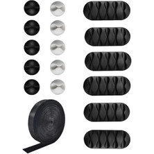 Esranın Dünyası 17 Parça Kablo Tutucu Cırt Seti, Yapışkanlı Kablo Düzenleyici