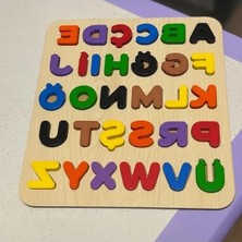 Esranın Dünyası Eğitici Ahşap Alfabe Puzzle - 21X25 Cm, Renkli Pla Harfler