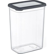 Esranın Dünyası 2400 ml Hacimli 3’lü Dikdörtgen Saklama Kabı Seti, Şeffaf Gövde ve Antrasit Kapak