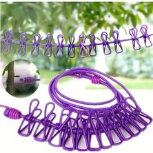 Esranın Dünyası Taşınabilir Seyahat Çamaşır Ipi, 12 Mandallı, Klipsli