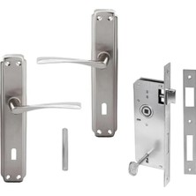 Esranın Dünyası Nikel Saten Oda Kapı Kolu + Ekstra Gömme Kilit Takımı