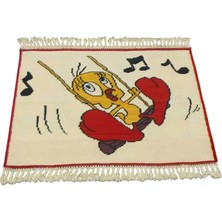 Zehra Abla Halı Yeni El Dokuma Benzersiz Tweety Model Yün Kilim 7067