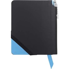 Esranın Dünyası Çizgili A6 Ebat Jotzone Defter, Esnek Deri Kapak, Siyah-Mavi