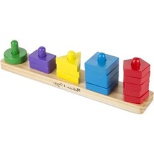 Esranın Dünyası Ahşap Renkli Şekil Dizme Seti (15 Parça)