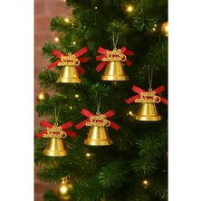 Esranın Dünyası 9 Adet Lüx Kırmızı Kurdelalı Yılbaşı Çan Süsü 5 cm