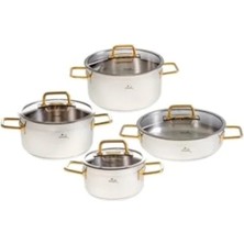 Esranın Dünyası 8 Parça Paslanmaz Çelik Titanyum Gold Tencere Seti