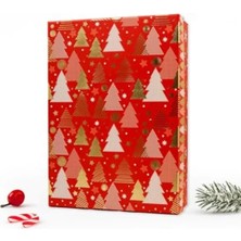 Esranın Dünyası Kırmızı Noel Temalı Kapaklı Hediye Kutusu - 27X19X7 cm