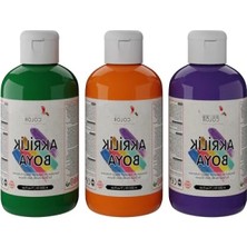 Esranın Dünyası 3'lü Akrilik Boya Seti, Yeşil-Mor-Turuncu, 250 gr