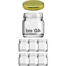 Esranın Dünyası 6 Adet 40 ml Şeffaf Cam Kavanoz, Gold Metal Kapaklı, Dayanıklı ve Kullanışlı