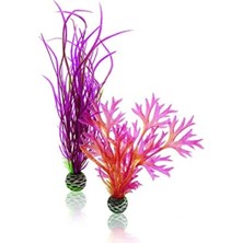 Esranın Dünyası Yapay Orta Büyüklükte Dekoratif Bitki Seti - Kırmızı/pembe