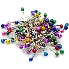 Esranın Dünyası Mineli Renkli Başlı Toplu Iğne - 50 Adet