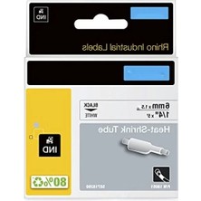 Esranın Dünyası Isıyla Küçülen Etiket Şeridi, 6mm x 1.5m, Beyaz/siyah