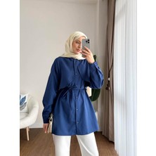 by Nursel Çiçek Kadın Trend Gömlek Yaka Belden Baglamalı Pelerinli Gömlek