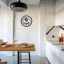 Mey İthalat Mey Ithalat® Kırmızı  Kitchen 36 cm Mutfak Duvar Saati
