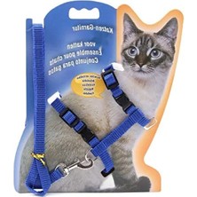 Esranın Dünyası Ayarlanabilir ve Şık Kedi Gezdirme Tasması 120 cm Mavi