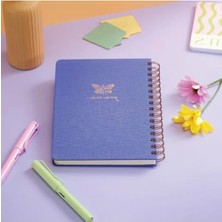 Esranın Dünyası Lila Renkli A5 Spiralli Sert Kapak Keten Çizgisiz Tarihsiz Not Defteri