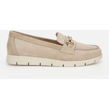 Hotiç 01AYH320570A310 KADIN Süet Deri Bej Yumuşak Tabanlı Tokalı Günlük Loafer