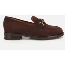 Hotiç Kadın Süet Deri Kahverengi Tokalı Klasik Loafer