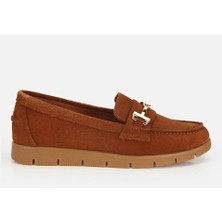 Hotiç 01AYH320570A370 KADIN Süet Deri Taba Yumuşak Tabanlı Tokalı Günlük Loafer