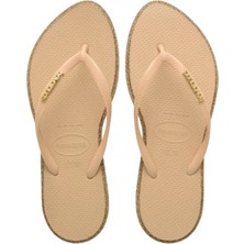 Havaianas Bej - Altın Kadın Plaj Terliği Slım Poınt Glıtter
