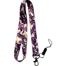 Stormistoretr Mor Leylak Çiçek Desenli Boyun Ipi Lanyard – Kartlık & Anahtarlık Askısı