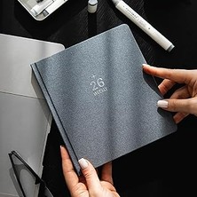 Starseven 2026 Dikey Haftalık Ajanda 12 Aylık Kir Suya Dayanıklı Keten Kapaklı 18X20 cm - Füme