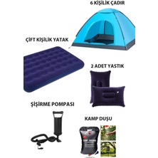 Özbience 6 Kişilik Kamp Çadırı ve Yatak Seti, Yastık ve Duş Ekipmanı