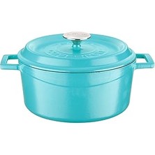 Starseven Lava Metal Spring Serisi - Döküm Tencere, Yuvarlak, 24 Cm, Mat Emaye, Parlak Siyah Taban, Kırmızı