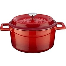 Starseven Lava Metal Döküm Yuvarlak Tencere, 20 Cm, Kırmızı