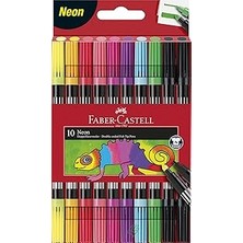 Starseven Faber-Castell Çift Uçlu Neon Keçeli Kalem, 10 Renk, Ince Kalın Uçlu, Dayanıklı Parlak Renkler, S