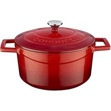 Starseven Lava Metal Döküm Yuvarlak Tencere, 22 Cm, Kırmızı